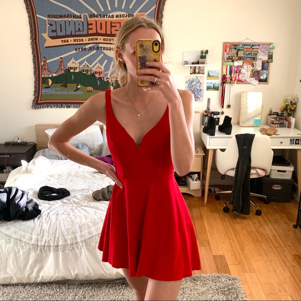 Urban Outfitters Red Fit & Flare Skater Dress